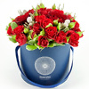 Mėlyna gėlių dėžutė Mirabel Gėlių dėžutės Gėlių Pristatymas į namus Vilniuje Beatričės Gėlių Namai