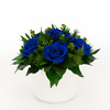 Kompozicija su mėlynomis stabilizuotomis rožėmis