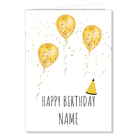 Golden Balloons Personalised Birthday Greeting Card