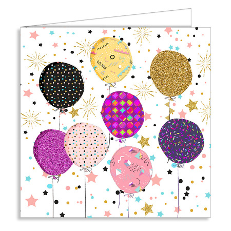 Поздравительная открытка с воздушными шарами